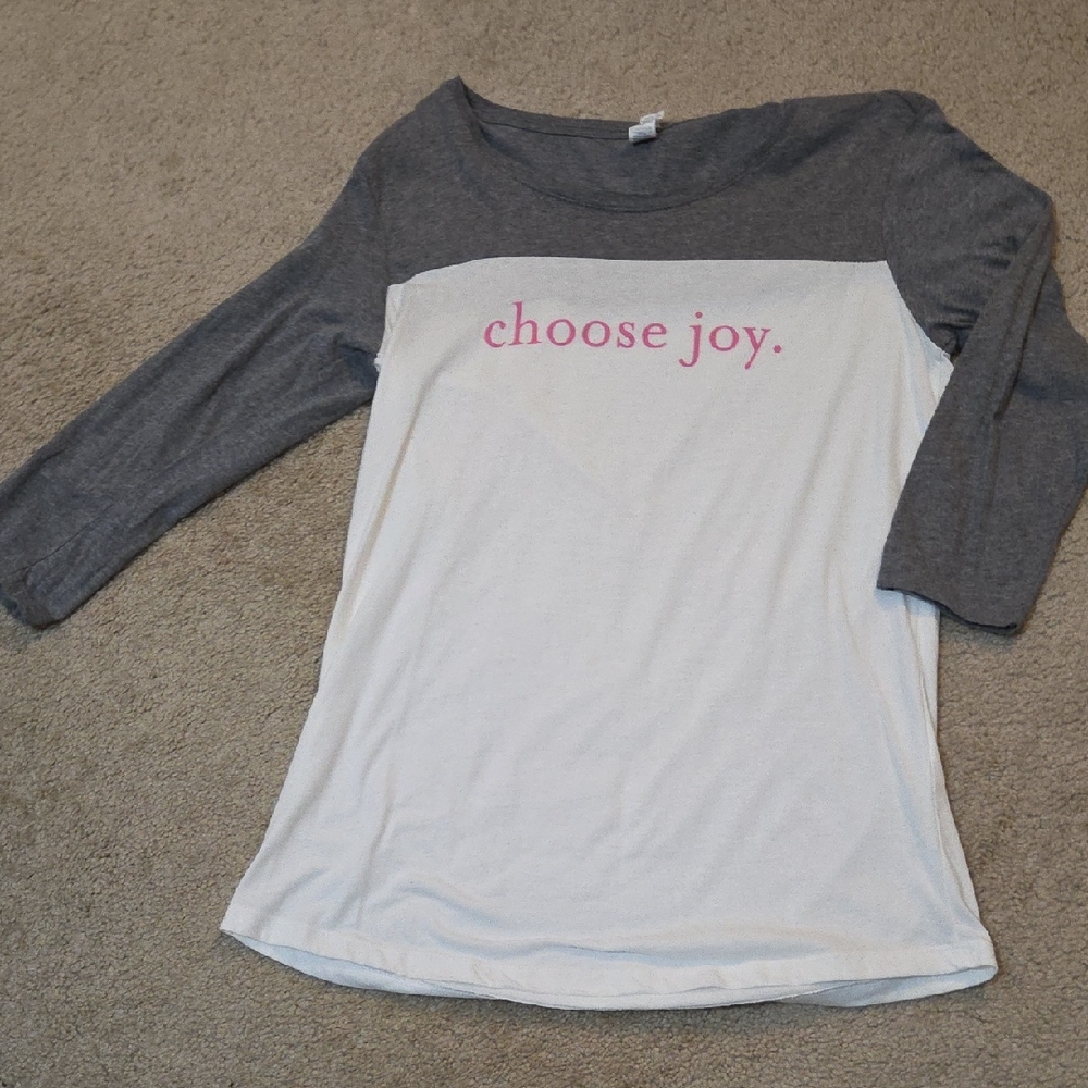 Gray and White 'Choose Joy' Long Sleeve Shirt